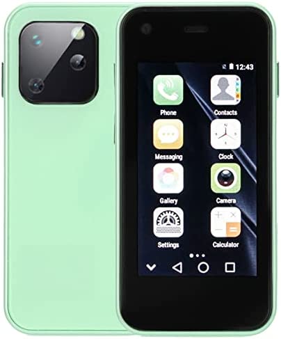 XS13 Unlocked Smartphone, 2.5inch HD Screen 3G Mini Mobile Phone for Android 6, Dual Sim, 1GB/8GB, Dual Camera Business Backup Phone, Lightweight and Easy to Carry, 1580mAh Battery(Green)